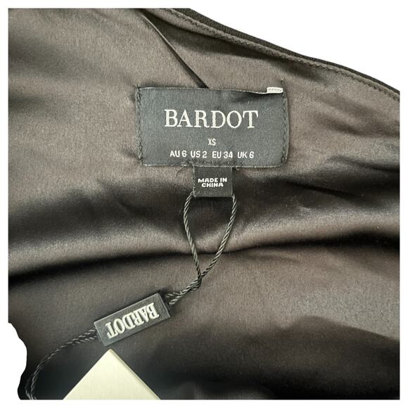 Bardot Lelita Ruched Asymmetrical Neck Mini Dress Black Size XS - Picture 8 of 9